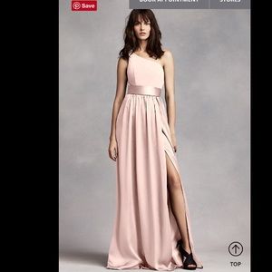 Vera Wang One Shoulder Dress With Satin Sash